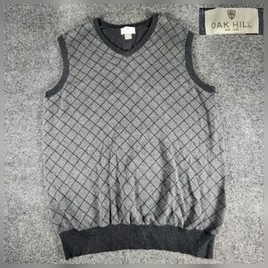 Oak Hill Sweater Vest Mens 1XL TALL 1XLT Gray V Neck Sleeveless 100% Cotton DXL